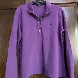Brooks Brothers Women's L/S Purple Polo Shirt- Sz. XL